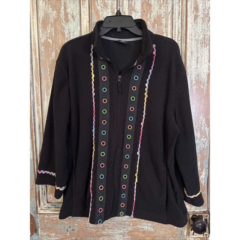 Women's Starter Brand Polar Fashion Fleece Black W Retro Design Size Large